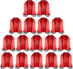 GoodtoU Drawstring Backpacks Bulk String Bags - Red Drawstring Bags Party Favors for Adults 16 Pcs