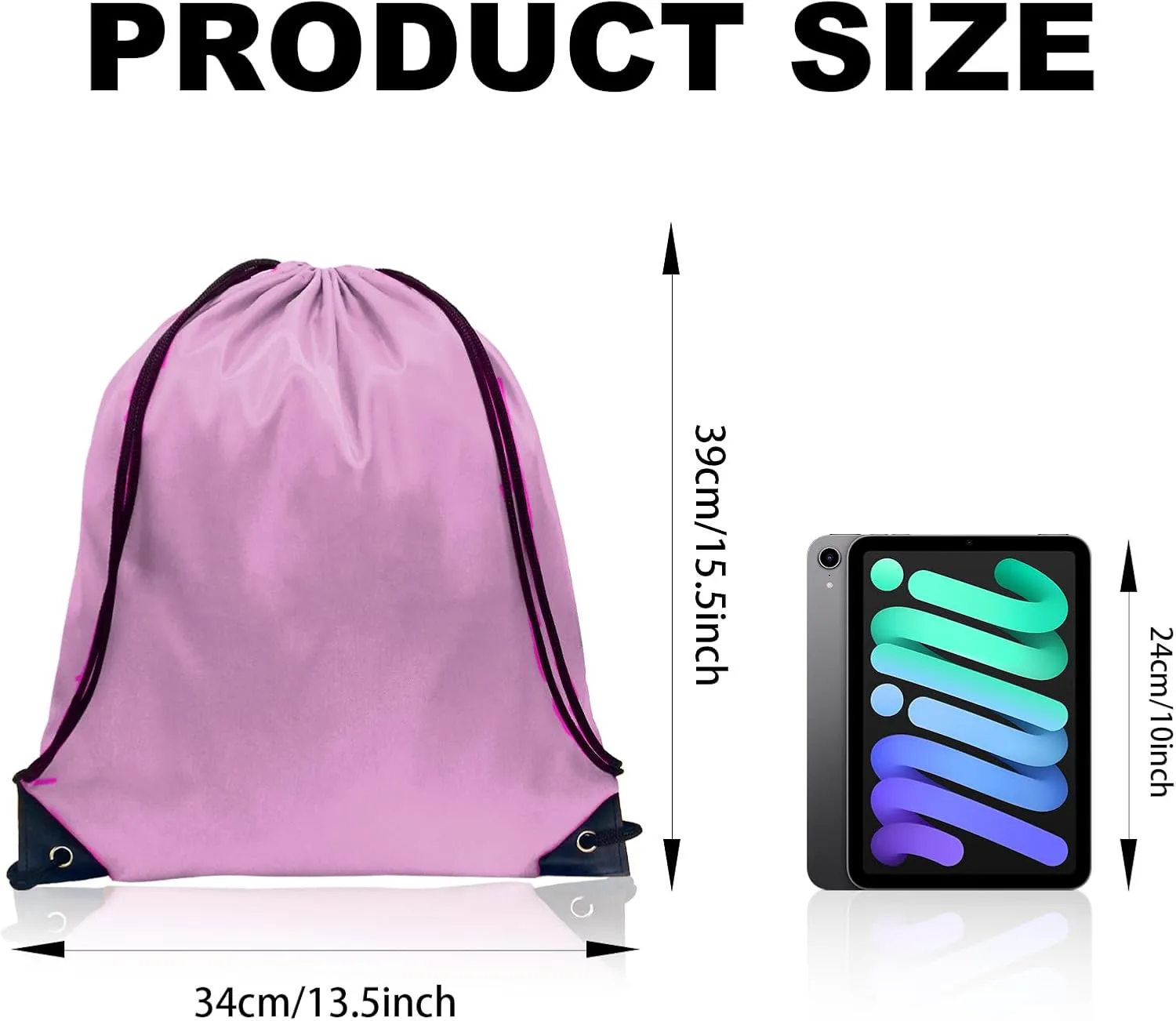 GoodtoU Drawstring Bags, Drawstring Backpack Nylon Backpack Draw String Bags Pack Bulk Cinch Sack Drawstring Gym Bag Drawstring Backpack for Sport, Traveling, Team (Pink, 16Pcs)