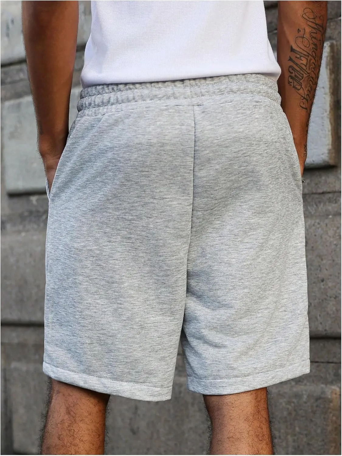 GORGLITTER Men's Graphic Workout Shorts Running Gym Athletic Drawstring Waist Straight Leg Track Shorts