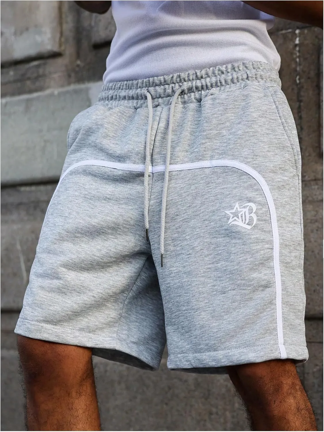GORGLITTER Men's Graphic Workout Shorts Running Gym Athletic Drawstring Waist Straight Leg Track Shorts