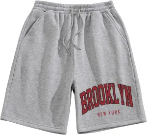 GORGLITTER Men's Letter Graphic Track Shorts Drawstring Waist Summer Workout Shorts