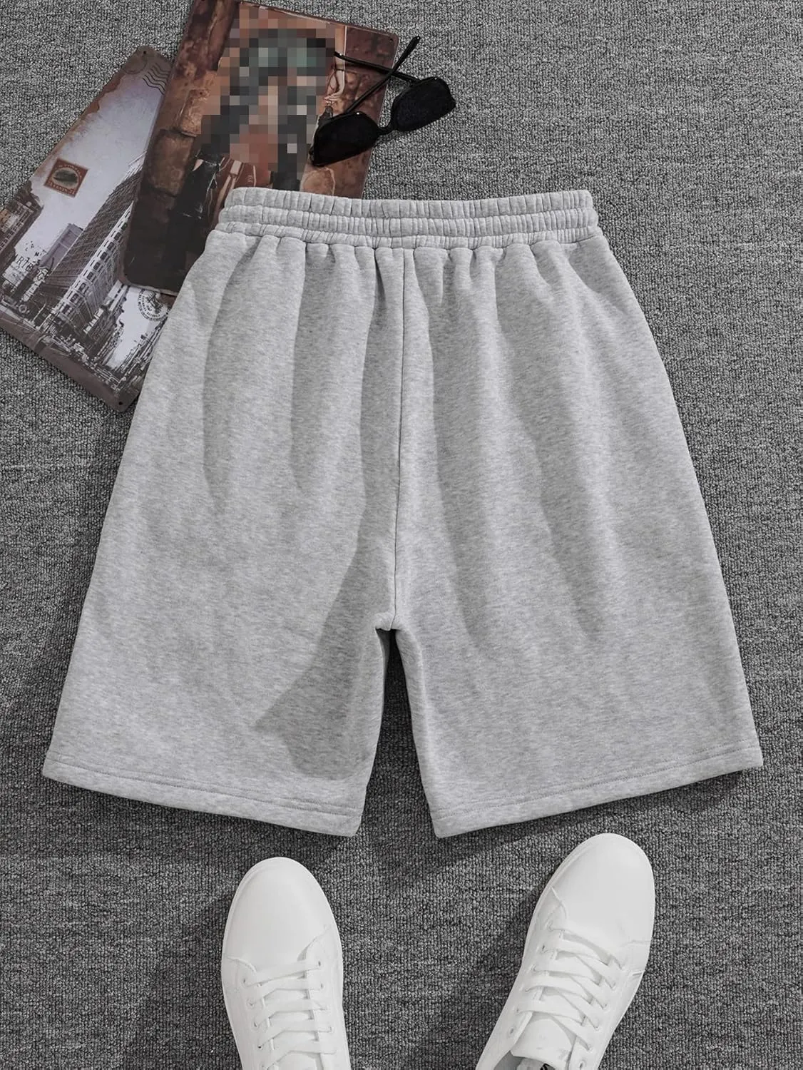 GORGLITTER Men's Letter Graphic Track Shorts Drawstring Waist Summer Workout Shorts