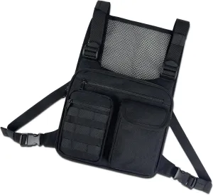 GraceTune Sports Chest Bag Tactical Chest Pack with Phone Holder Lightweight Water Resistant Workouts, Running, Cycling, Hiking Vest Pack for Women and Men