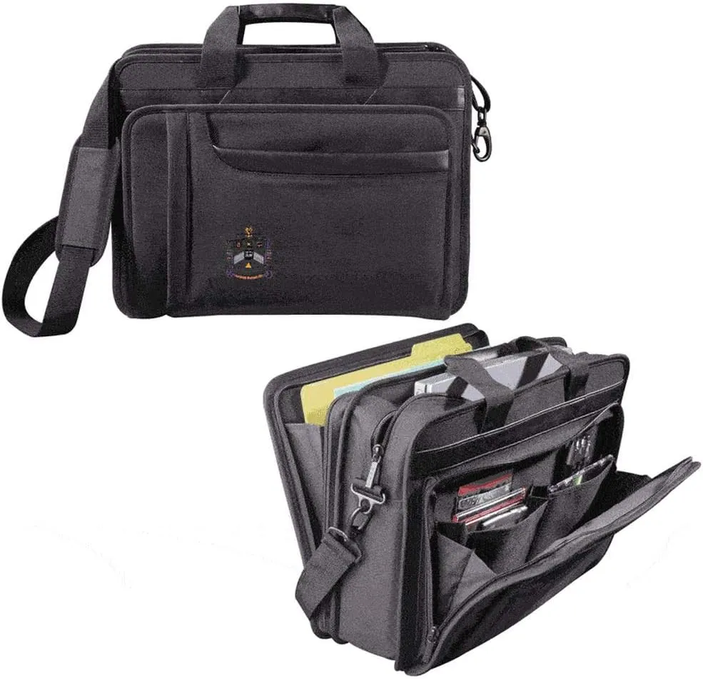 Greekgear Delta Sigma Phi Crest - Shield Briefcase Attache Black