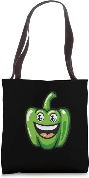 Green Bell Pepper Smiling Comic Style Tote Bag