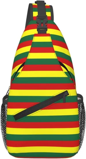 Grenada Flag Stripes Crossbody Bag Cross Chest Bag Adjustable Sling Backpack Sports Gym Shoulder Bags Travel Cycling Daypack Diagonally Casual Rucksack