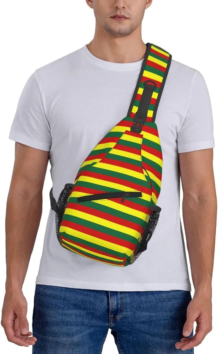 Grenada Flag Stripes Crossbody Bag Cross Chest Bag Adjustable Sling Backpack Sports Gym Shoulder Bags Travel Cycling Daypack Diagonally Casual Rucksack