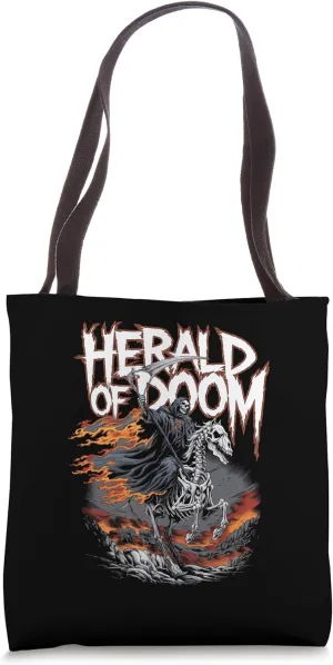 Grim Reaper Herald of Doom Fiery Horse Art Apocalypse Fans Tote Bag