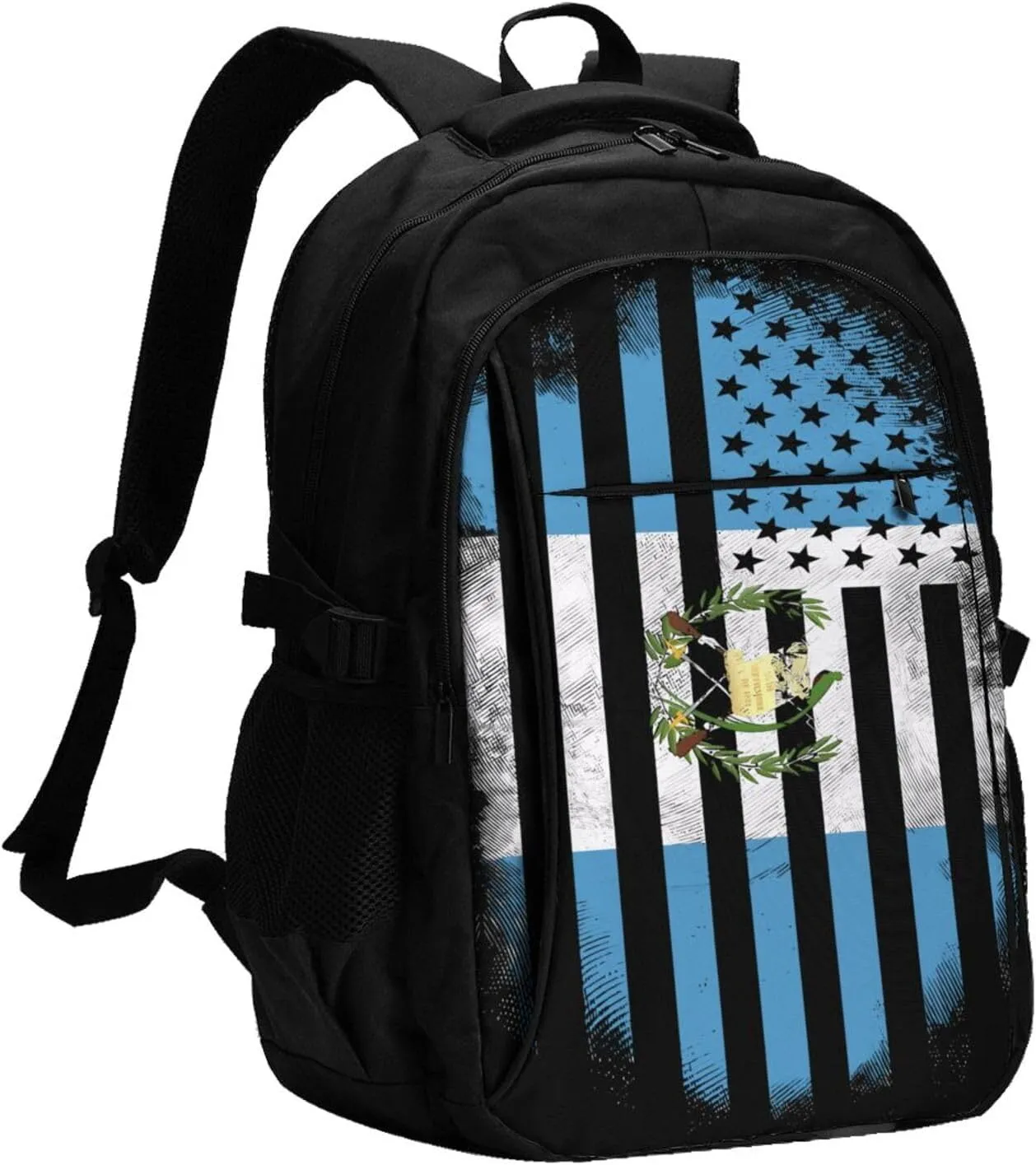 Guatemala Guatemalan American Flag Business Laptop Backpack Travel Backpacks Outdoor Rucksack Large Bag Daypack with USB Charging Port Multi-Pocket for Hiking Camping