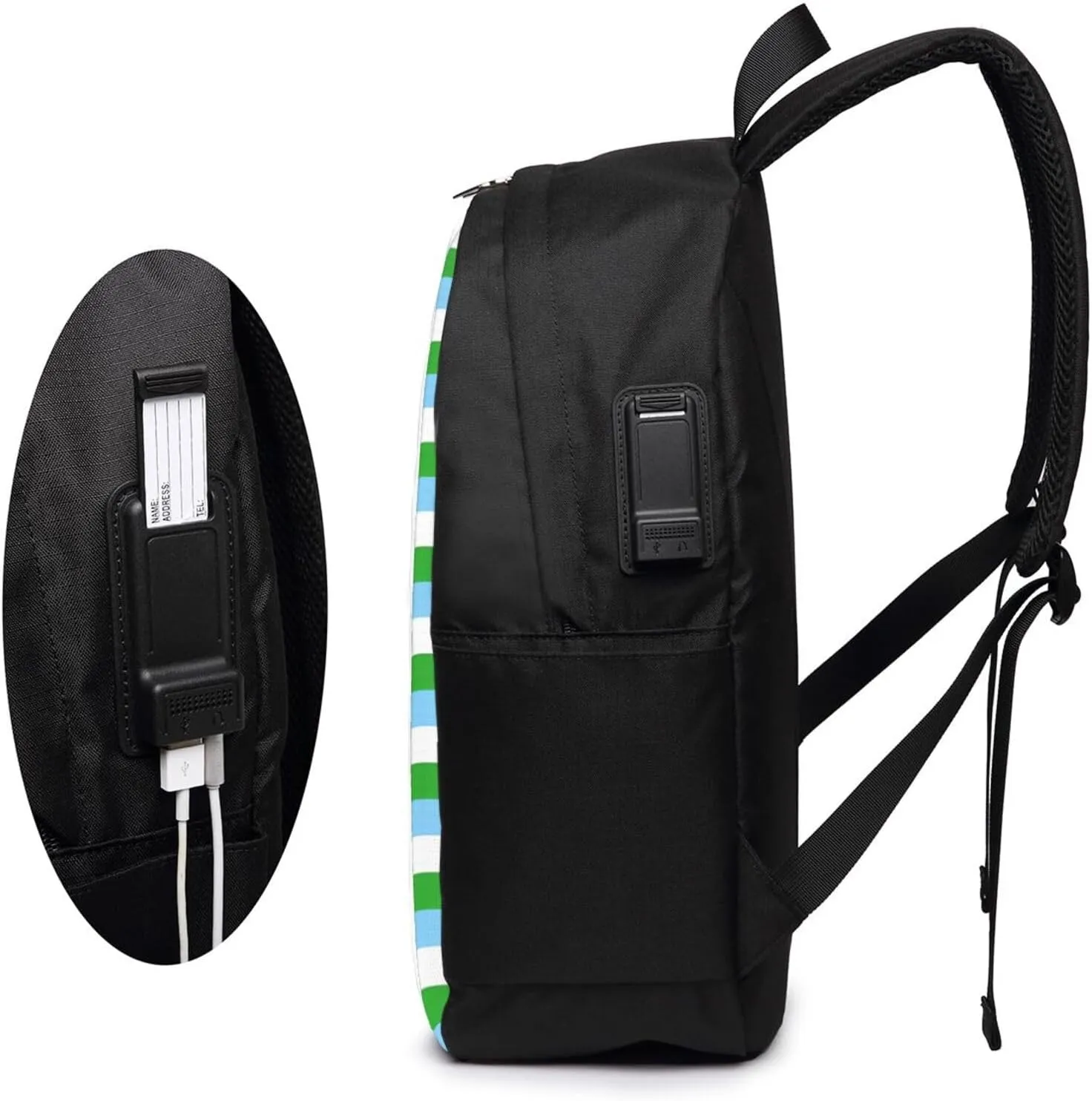 Guatemala Guatemalan Flag Stripes Laptop Backpacks Travel Backpack Casual Business Daypack Sport Rucksack Computer Bag Fits up to 17 Inch Notebook with USB Port