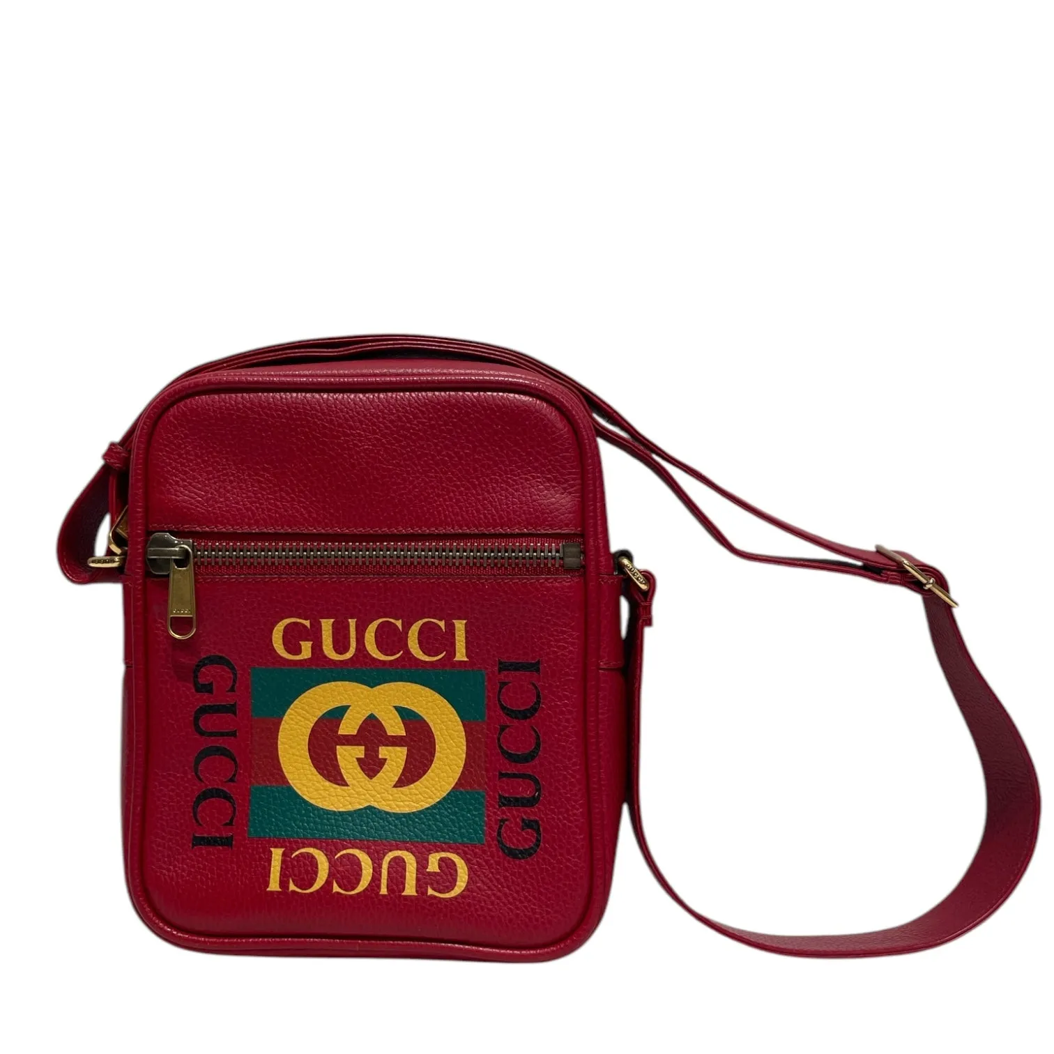 GUCCI/Cross Body Bag/Leather/RED/MESSENGER PRINTED LOGO