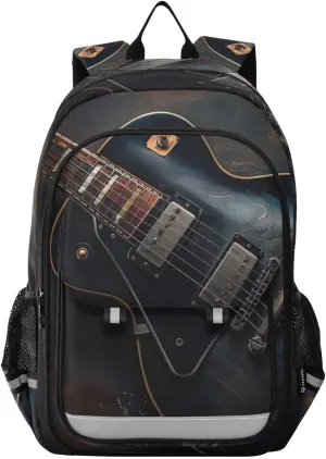 Guitar Print Backpack for Boys Middle-School Elementary Bookbags 20325425