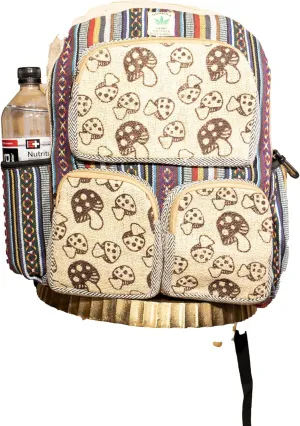 Gurkha Handmade Hemp Backpack 14 IN Large Unique Himalayan Hemp Backpack Hippie, Festival, Hiking, Tablet & Laptop Backpack - Handmade In Mt. Everest Country Nepal