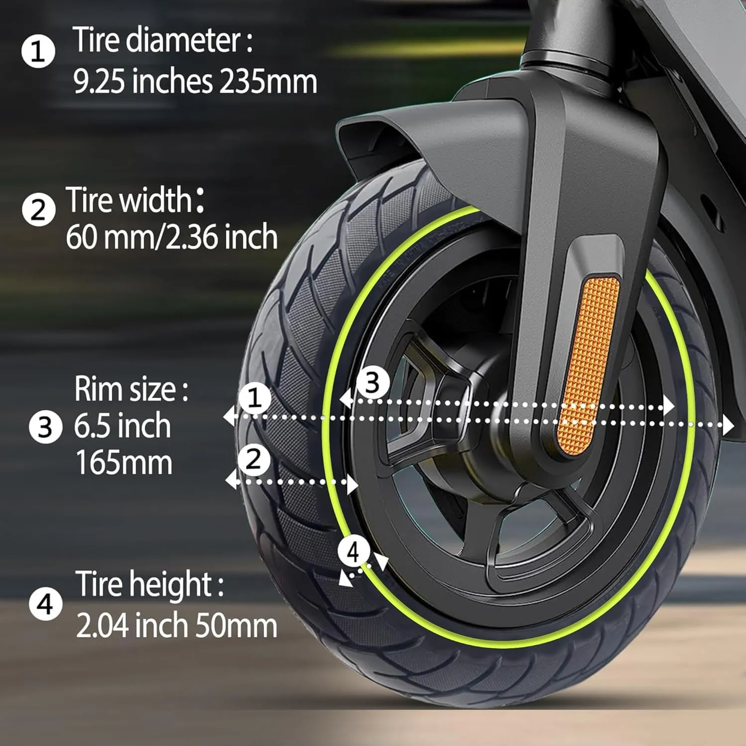 GYL Luminous Design 10x2.5 Tubeless Tires, 60/70-6.5 Solid Replacement Tire Fit for Gotrax G5 G6 Ninebot MAX G2 G30 G30LP F40I, Nanrobot d6  Electric Scooter, 10 Inch 10x2.50-6.5 Front Rear Wheels 1pc