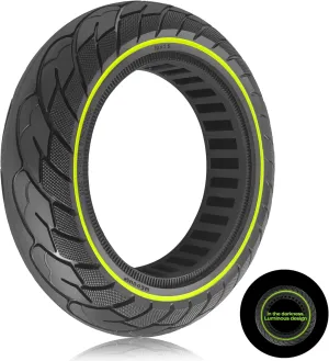 GYL Luminous Design 10x2.5 Tubeless Tires, 60/70-6.5 Solid Replacement Tire Fit for Gotrax G5 G6 Ninebot MAX G2 G30 G30LP F40I, Nanrobot d6  Electric Scooter, 10 Inch 10x2.50-6.5 Front Rear Wheels 1pc
