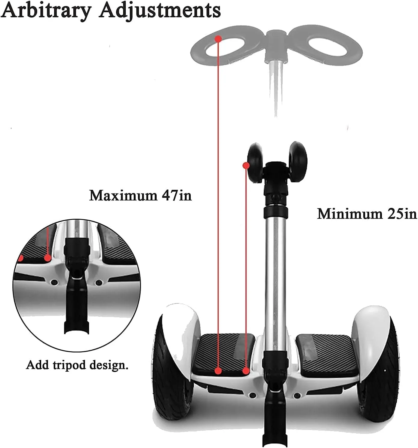 GYL Self-Balance Handlebar, Upgrade 2.0 handrail Bar Replacement for Segway Ninebot miniPRO/Mini LITE/S Smart self-Balance Electric Scooter, 3 in 1 Adjustable Knee Bar, Hand Control, Kickstand