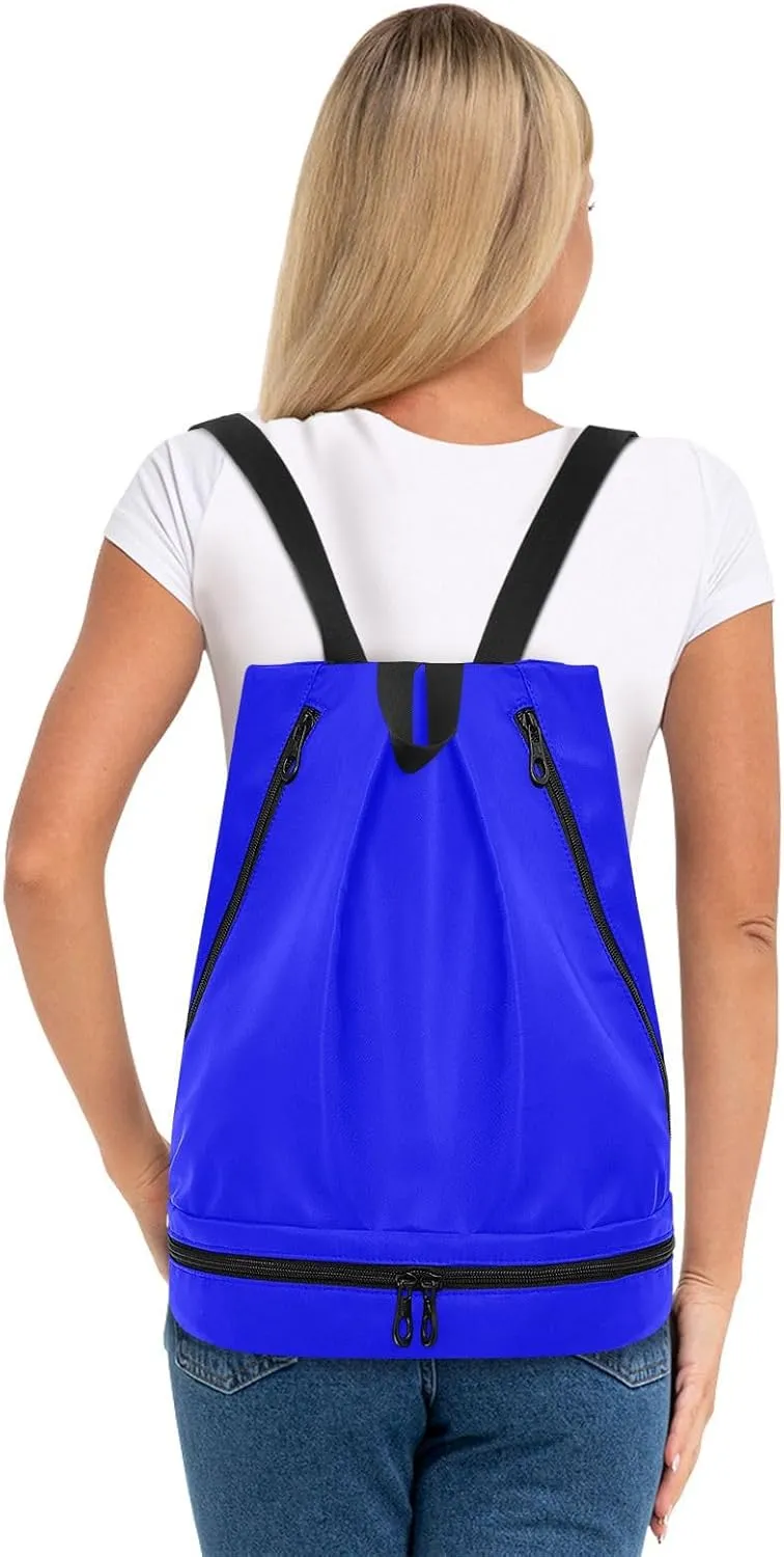 Gym Backpack Bag Blue Sport Swimming Equipment Sackpack 20804