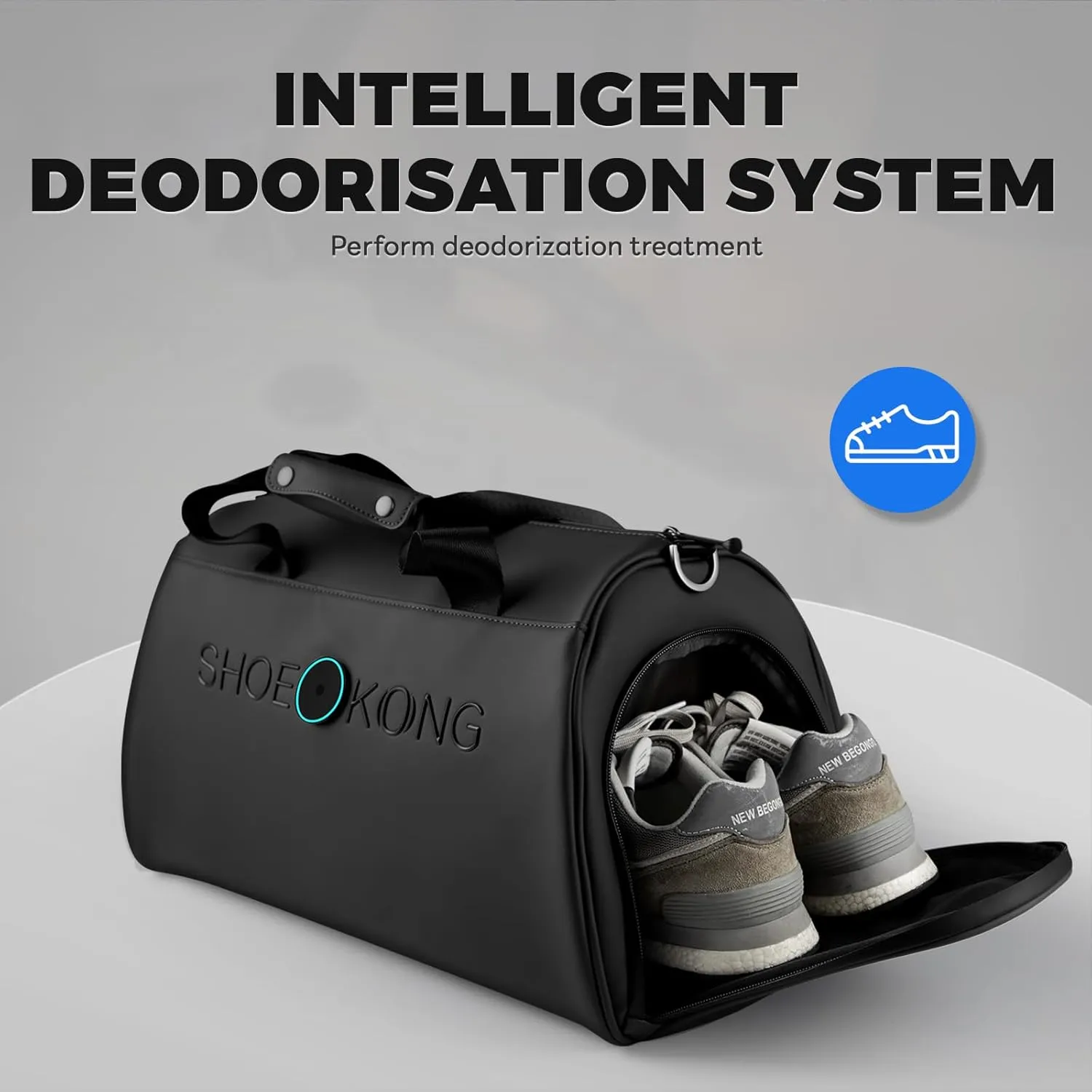 Gym Bag for Men Women, Smart Sports Bag with Wet Pocket & Shoes Compartment, Water Resistant Sports Duffel Bags, Gym Bags Personalized with LED Light, Golf Tennis Gym Duffle Bag (Black)