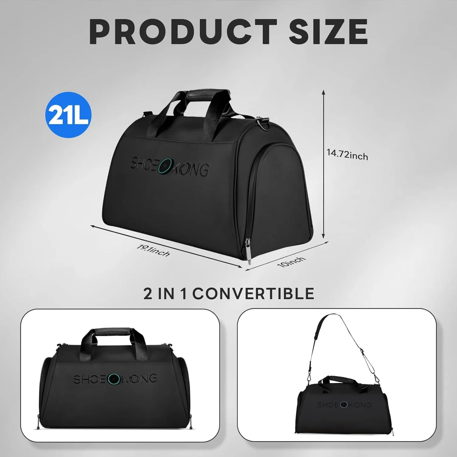Gym Bag for Men Women, Smart Sports Bag with Wet Pocket & Shoes Compartment, Water Resistant Sports Duffel Bags, Gym Bags Personalized with LED Light, Golf Tennis Gym Duffle Bag (Black)