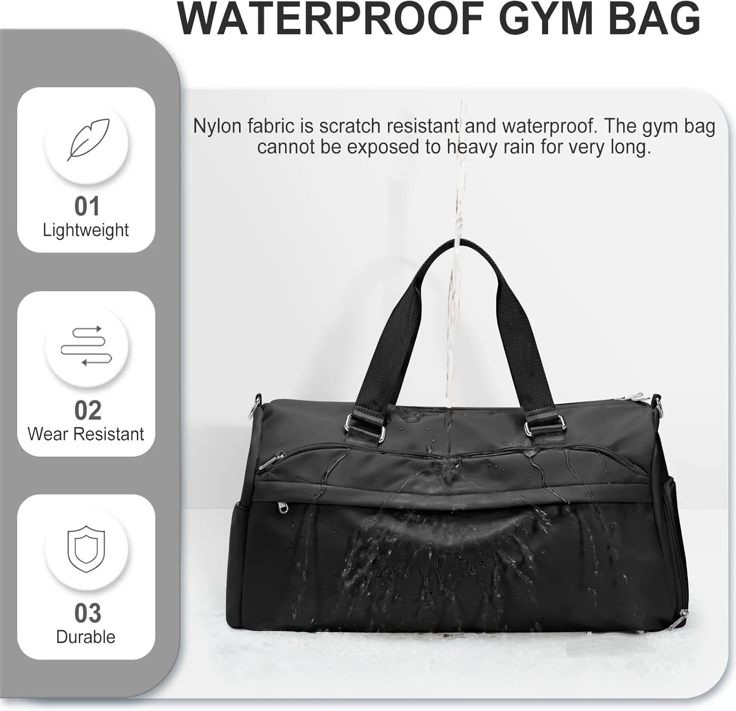 Gym Bag for Women & Men, Sports Duffel Bag Travel Bag with Shoe Compartment, Personal Item Weekender Bags with Wet Pocket, Black Overnight Bag