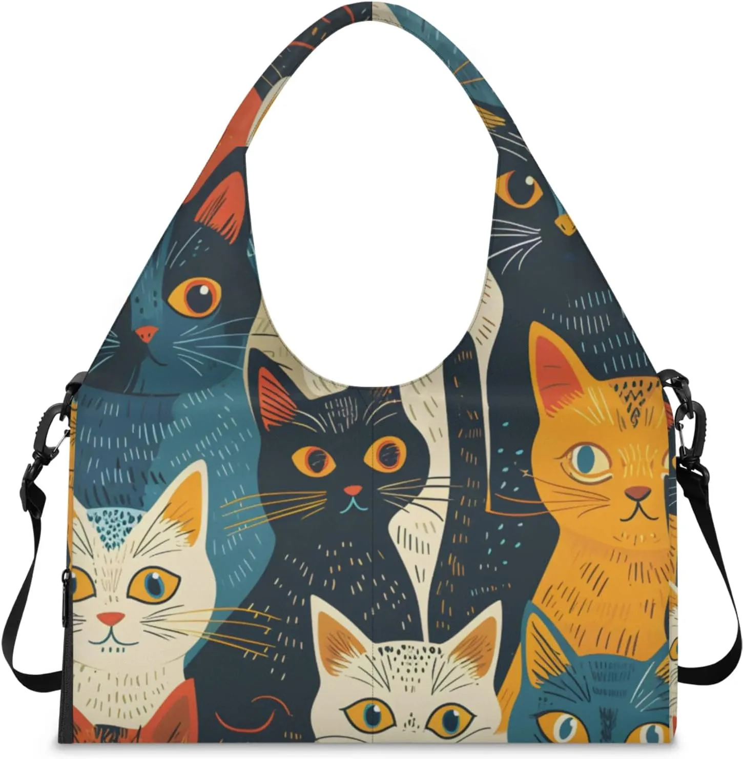 Gym Bag for Women Cat Duffel Bag with Shoe Compartment and Yoga Mat Holder Portable Weekender Bags Travel Tote Bags