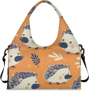 Gym Bag for Women Hedgehogs Duffel Bag with Shoe Compartment and Yoga Mat Holder Portable Weekender Bags Travel Tote Bags