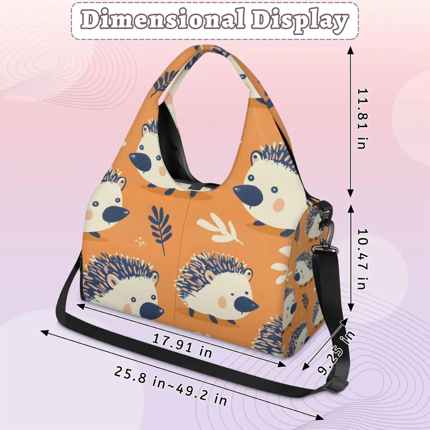 Gym Bag for Women Hedgehogs Duffel Bag with Shoe Compartment and Yoga Mat Holder Portable Weekender Bags Travel Tote Bags