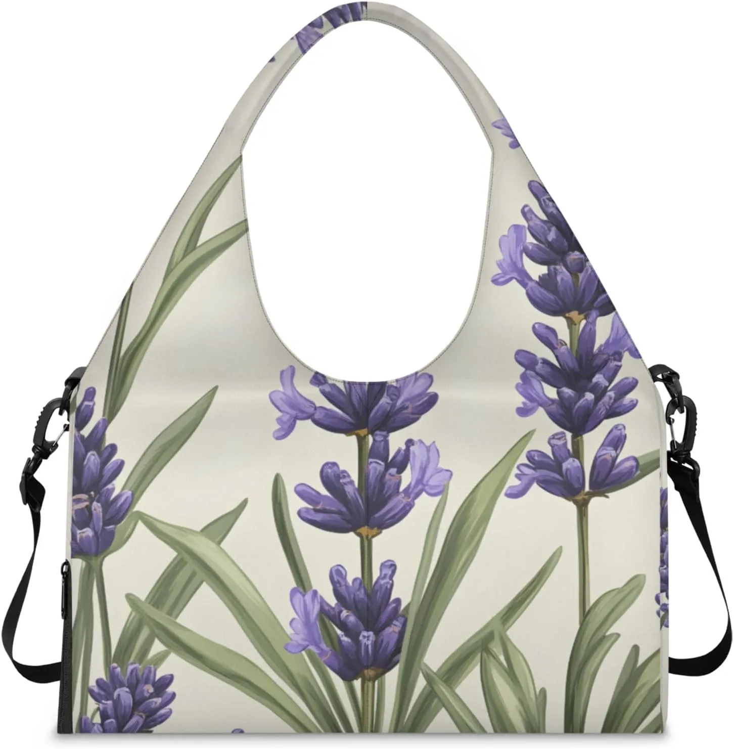 Gym Bag for Women Lavenders Theme Duffel Bag with Shoe Compartment and Yoga Mat Holder Portable Weekender Bags Travel Tote Bags