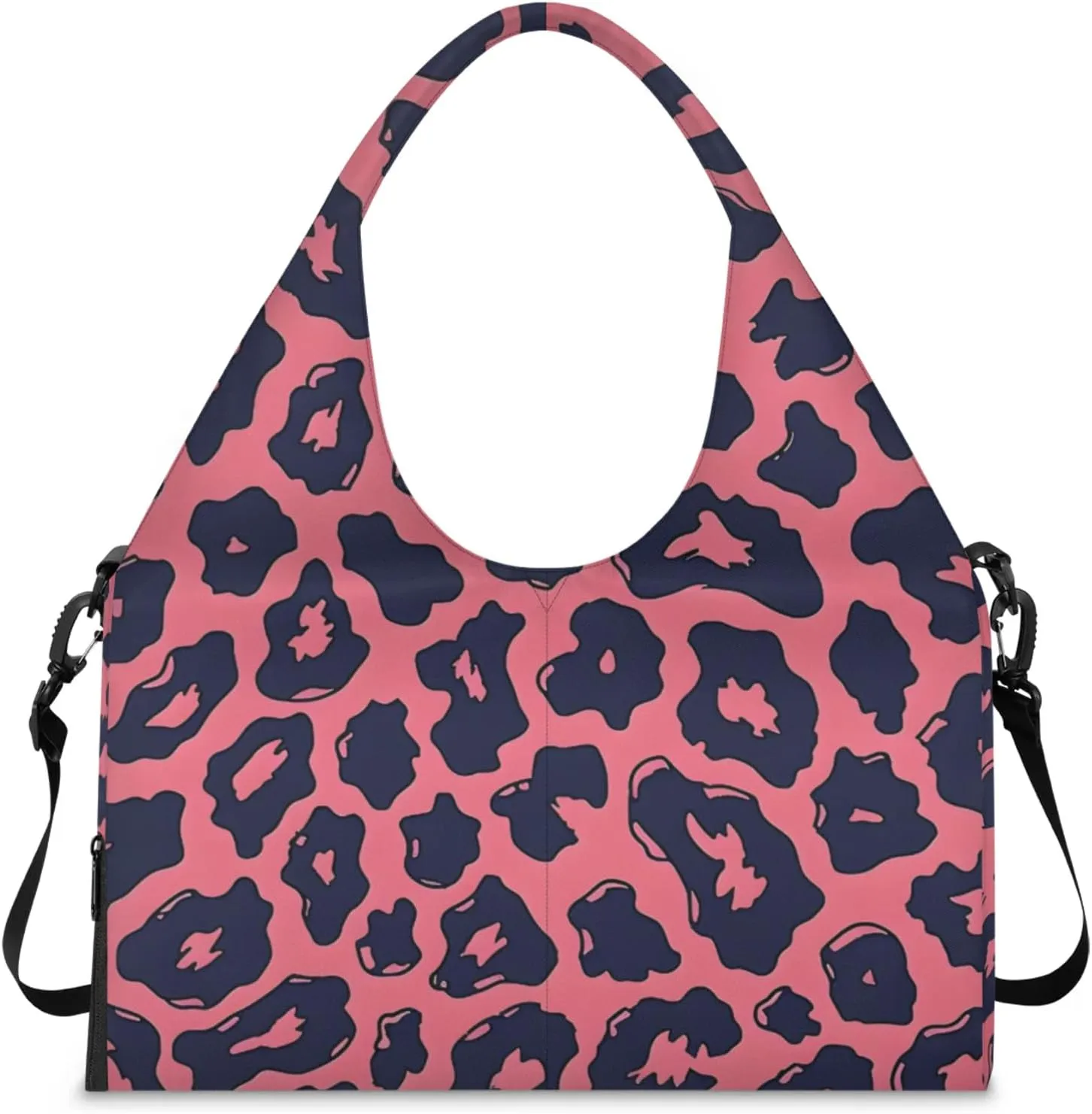 Gym Bag for Women Leopards Prints Duffel Bag with Shoe Compartment and Yoga Mat Holder Portable Weekender Bags Travel Tote Bags
