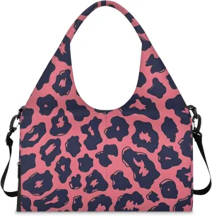 Gym Bag for Women Leopards Prints Duffel Bag with Shoe Compartment and Yoga Mat Holder Portable Weekender Bags Travel Tote Bags