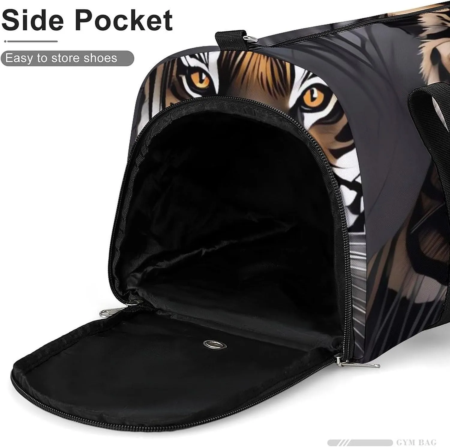 Gym Bag Tiger at Rest Duffel Bag for Men Women Travel Overnight Bag with Shoe Compartment Workout Bags