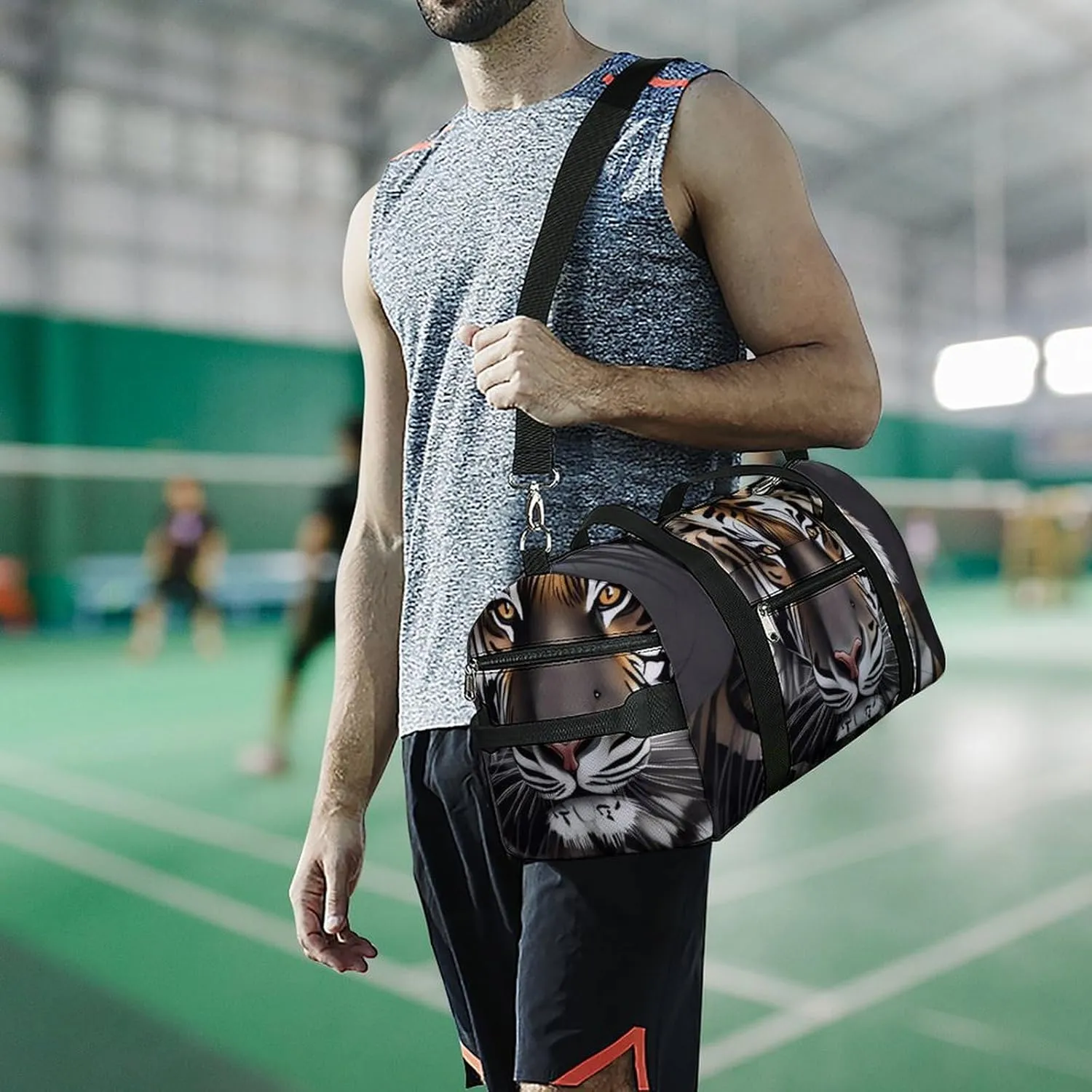 Gym Bag Tiger at Rest Duffel Bag for Men Women Travel Overnight Bag with Shoe Compartment Workout Bags