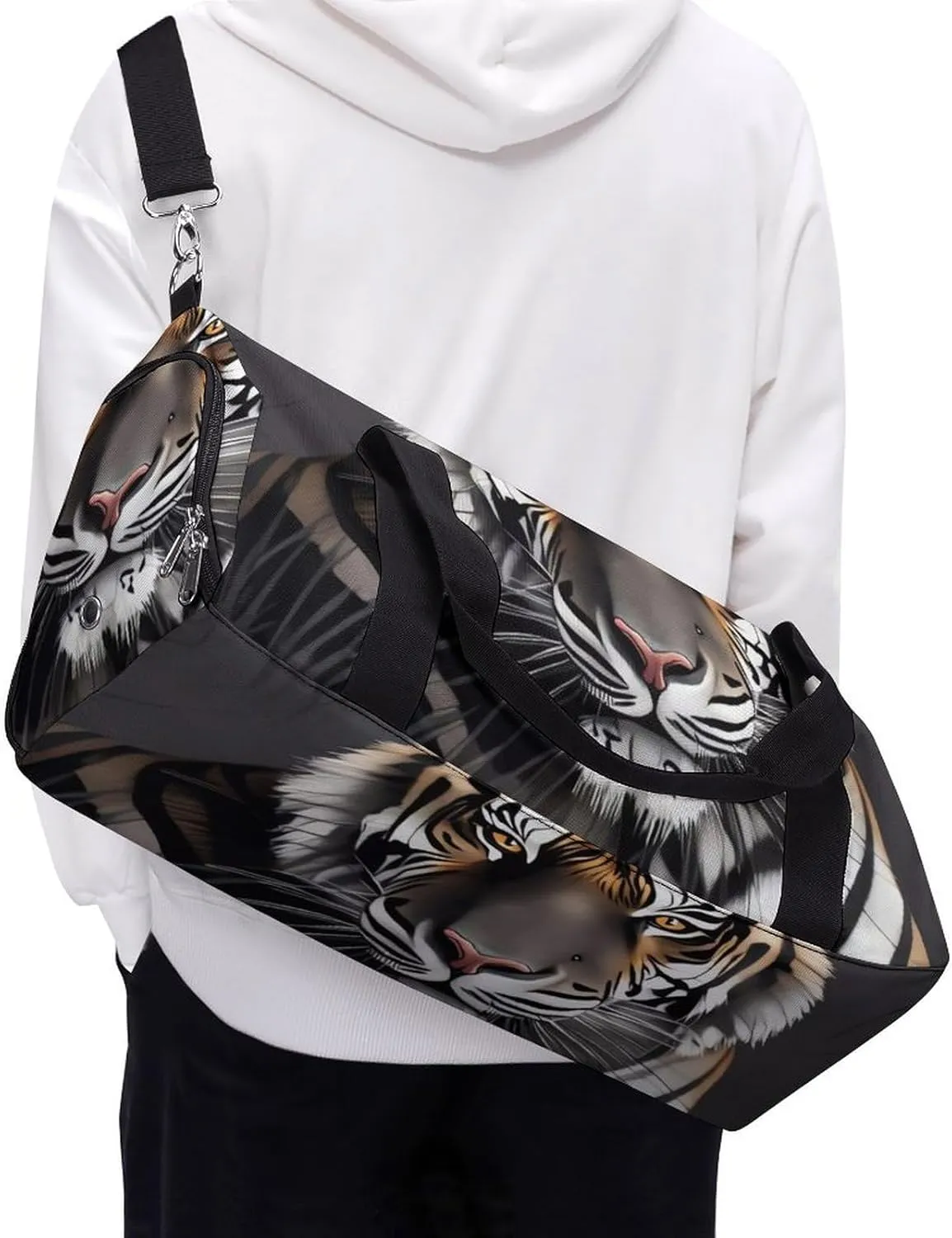 Gym Bag Tiger at Rest Duffel Bag for Men Women Travel Overnight Bag with Shoe Compartment Workout Bags