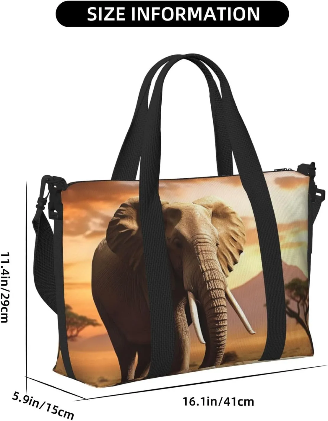 Gym Bag Walking Elephant1 Duffel Bag for Men Women Travel Overnight Bag with Shoe Compartment Workout Bags