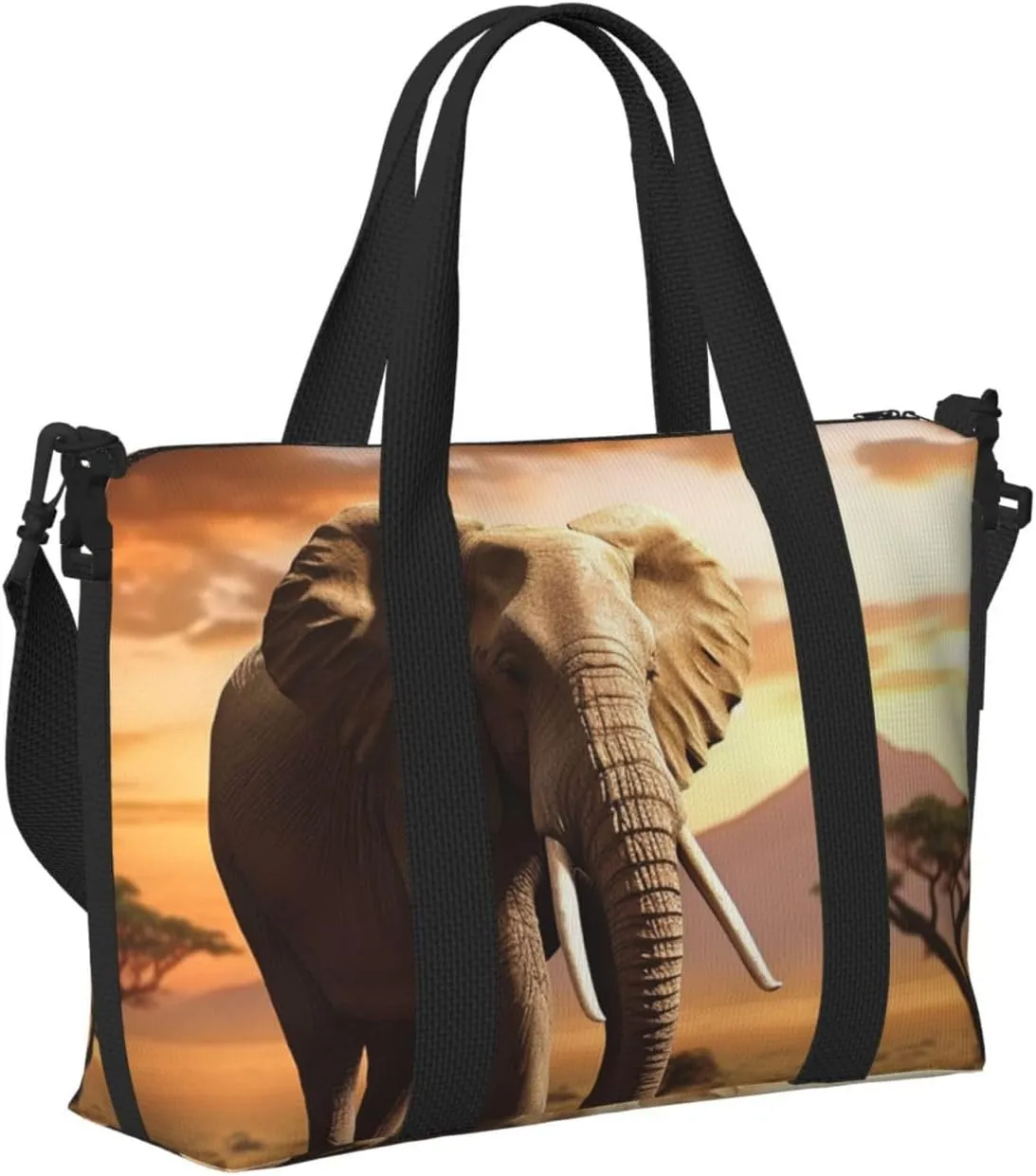Gym Bag Walking Elephant1 Duffel Bag for Men Women Travel Overnight Bag with Shoe Compartment Workout Bags