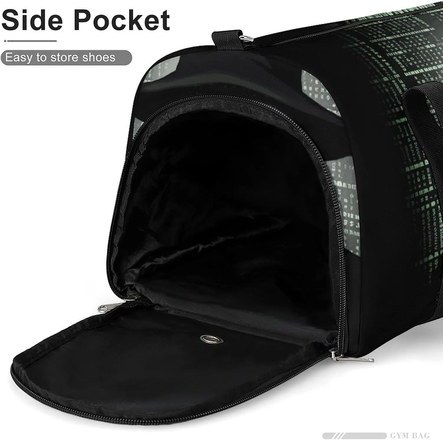 Gym Bags Small Black Hat Dark Side Hacker Duffel Bag Overnight Bag with Shoe Compartment Carryon Bag for Men Women