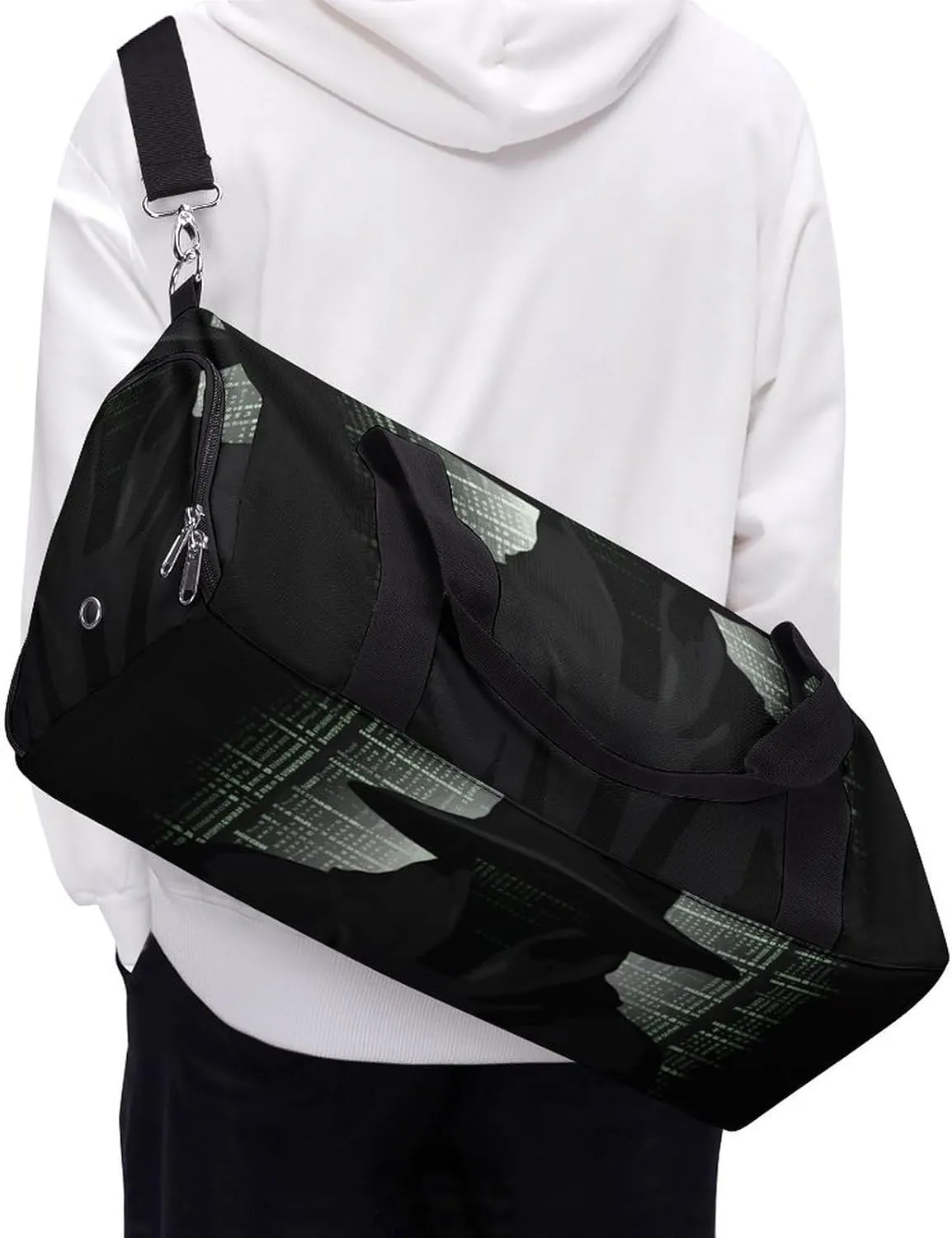 Gym Bags Small Black Hat Dark Side Hacker Duffel Bag Overnight Bag with Shoe Compartment Carryon Bag for Men Women