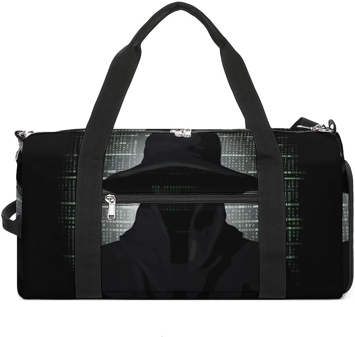 Gym Bags Small Black Hat Dark Side Hacker Duffel Bag Overnight Bag with Shoe Compartment Carryon Bag for Men Women