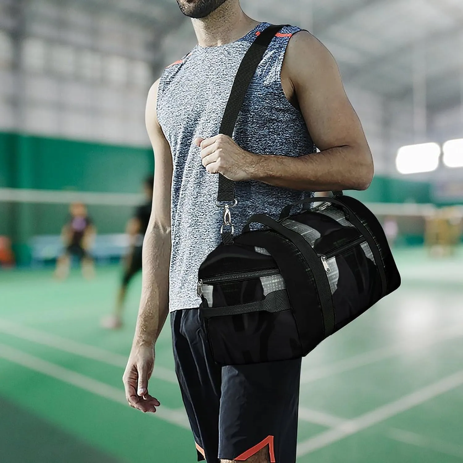 Gym Bags Small Black Hat Dark Side Hacker Duffel Bag Overnight Bag with Shoe Compartment Carryon Bag for Men Women