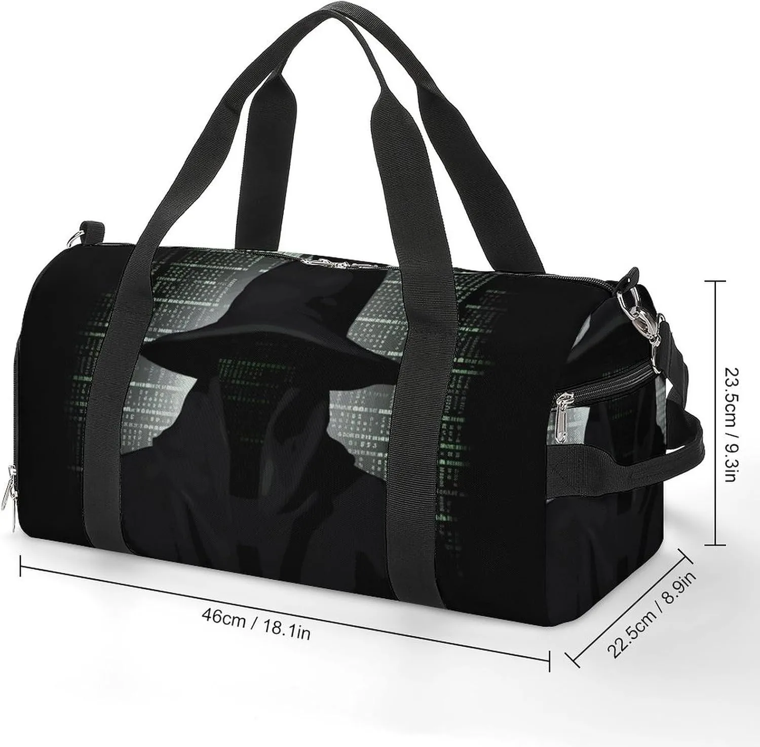 Gym Bags Small Black Hat Dark Side Hacker Duffel Bag Overnight Bag with Shoe Compartment Carryon Bag for Men Women