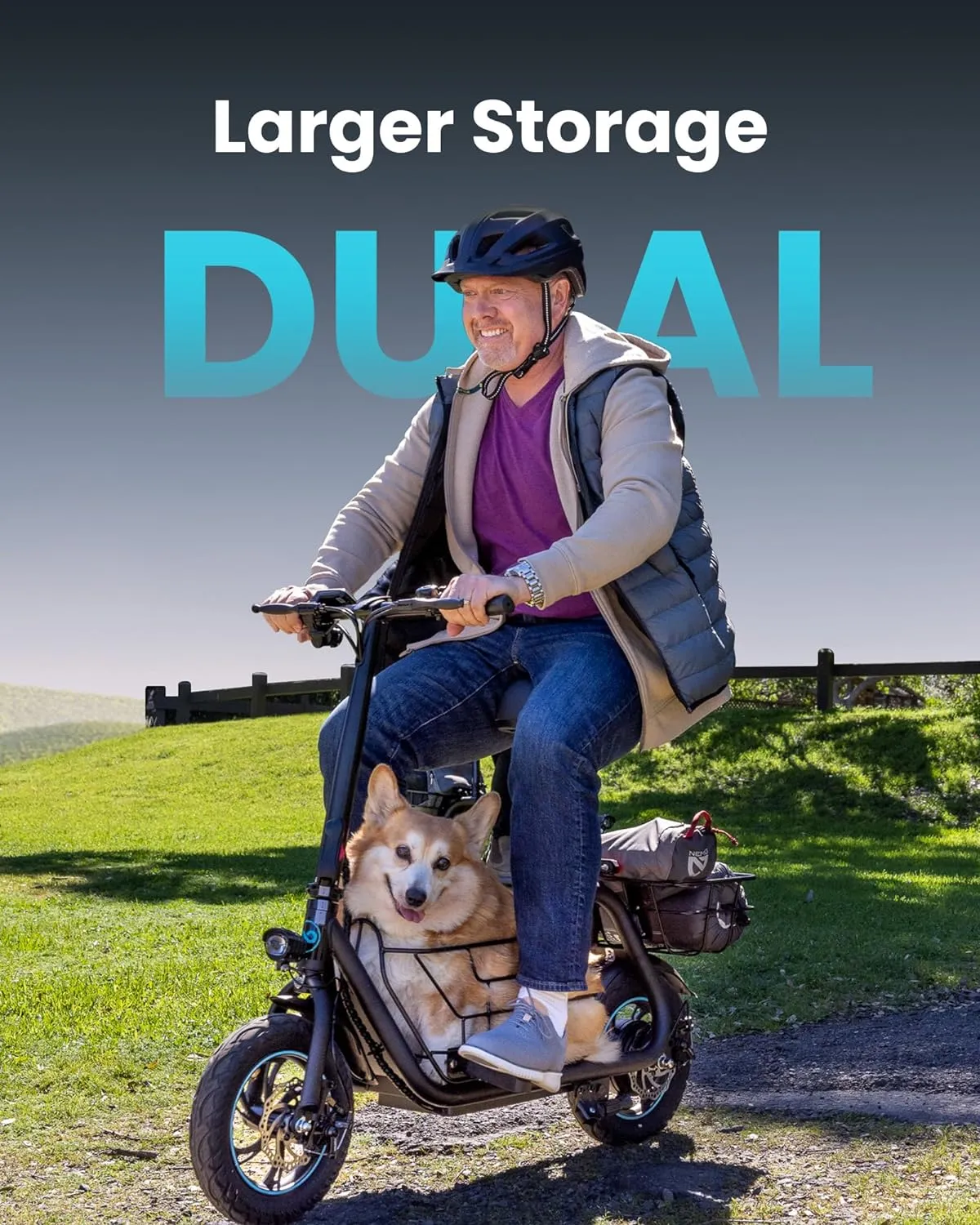 Gyroor Adults Electric Scooter with Large Middle Basket, 550W Motor 18.6 MPH 20 Mile Distance, Foldable E-Scooter with seat for Pets & Cargo