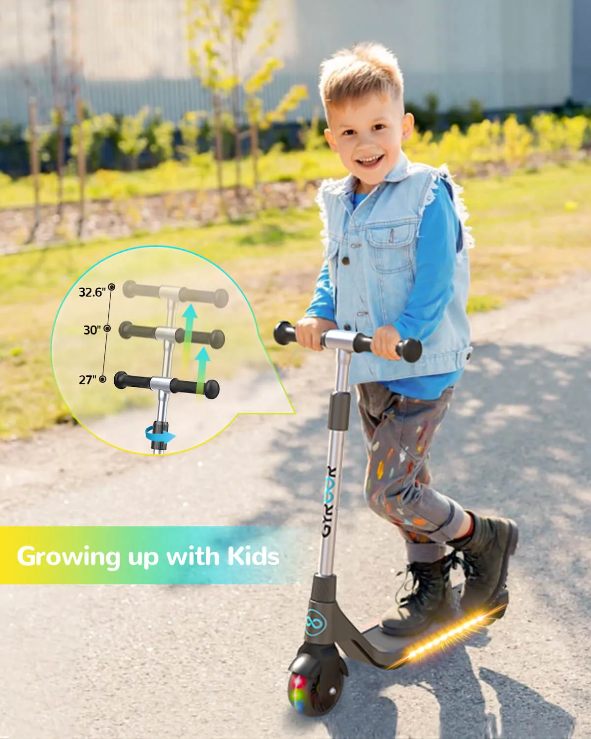 Gyroshoes H30 Electric Scooter with Flashing LED Lights for kids age 6-12
