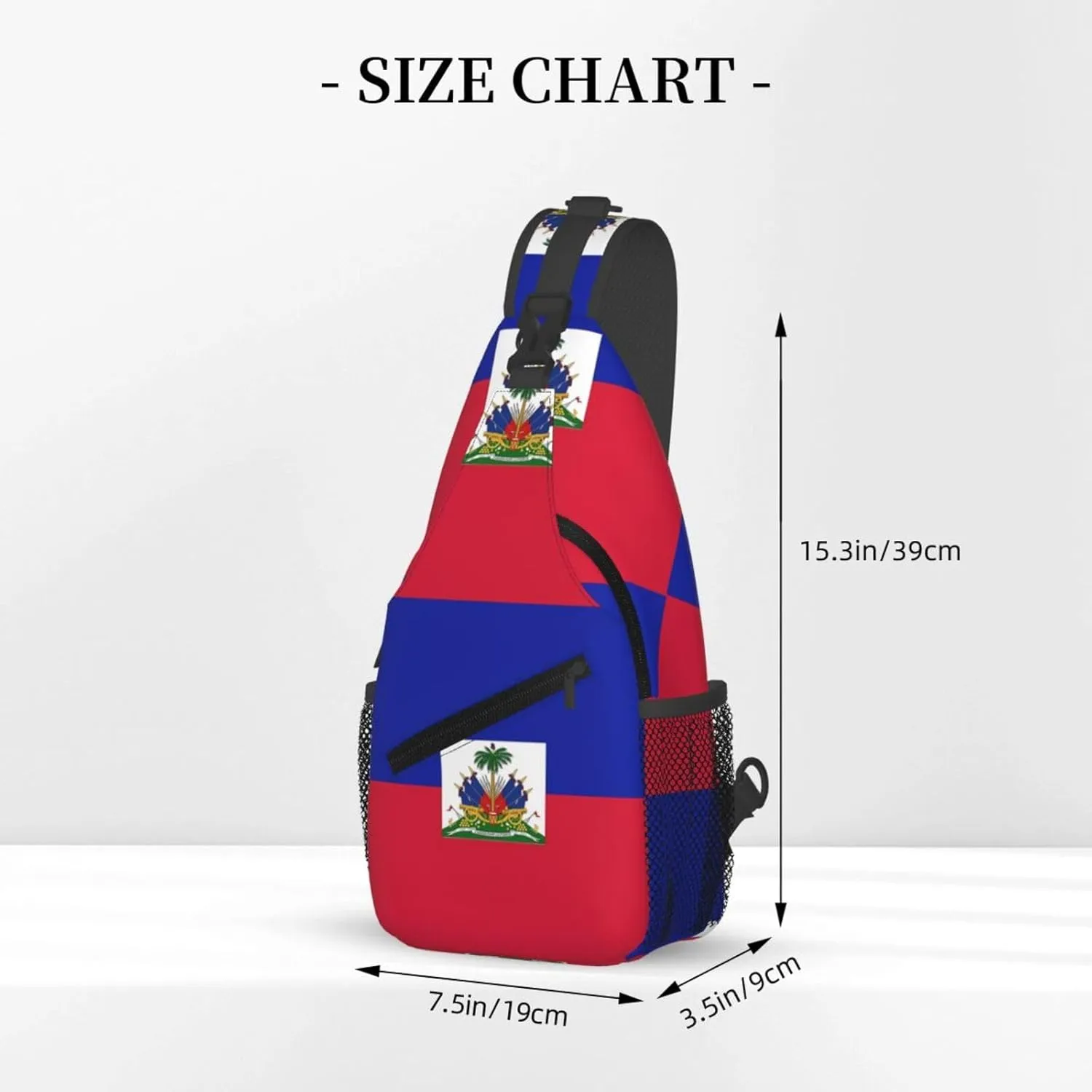 Haiti Haitian Flag Crossbody Bag Cross Chest Bag Adjustable Sling Backpack Sports Gym Shoulder Bags Travel Cycling Daypack Diagonally Casual Rucksack