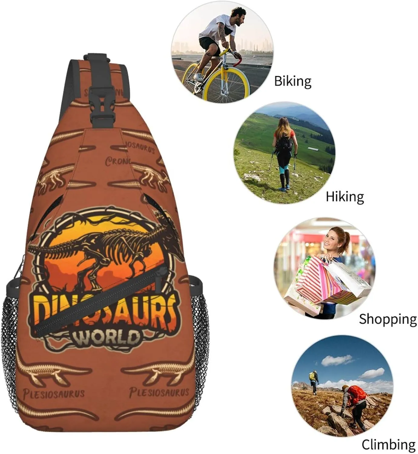 Halloween Gothic Bats Sling Bag Casual Chest Bags Adjustable Crossbody Bag Shoulder Backpack For Travel Hiking