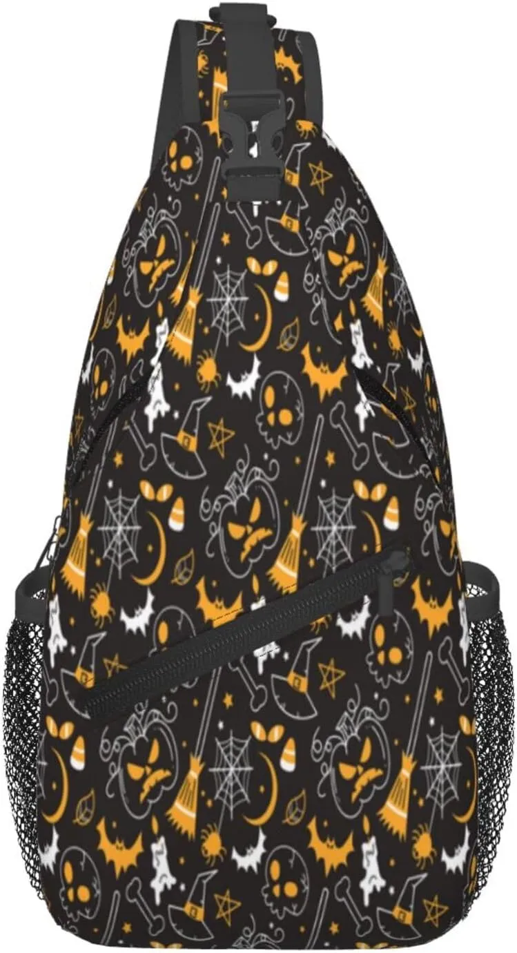 Halloween Gothic Bats Sling Bag Casual Chest Bags Adjustable Crossbody Bag Shoulder Backpack For Travel Hiking