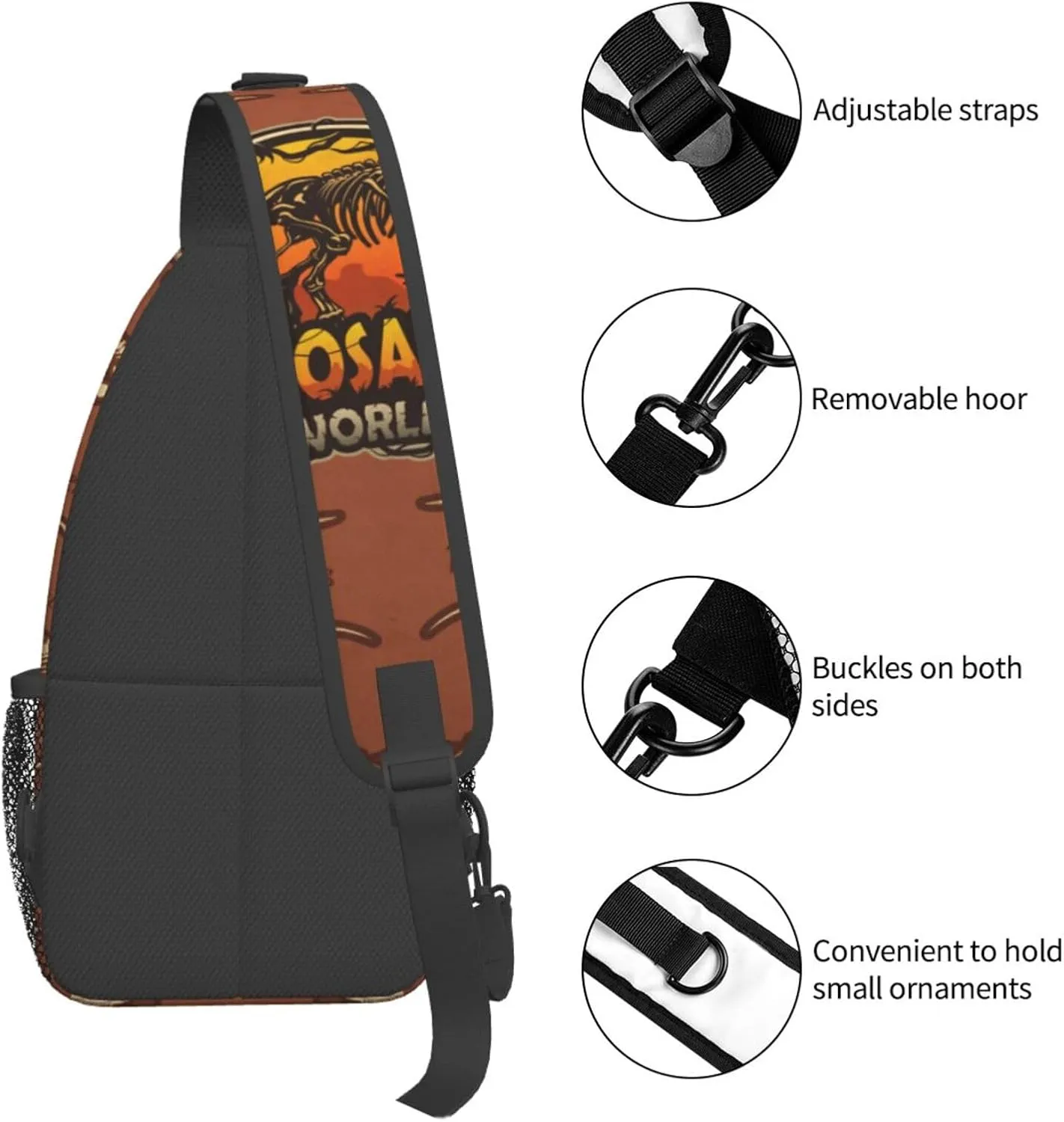 Halloween Gothic Bats Sling Bag Casual Chest Bags Adjustable Crossbody Bag Shoulder Backpack For Travel Hiking