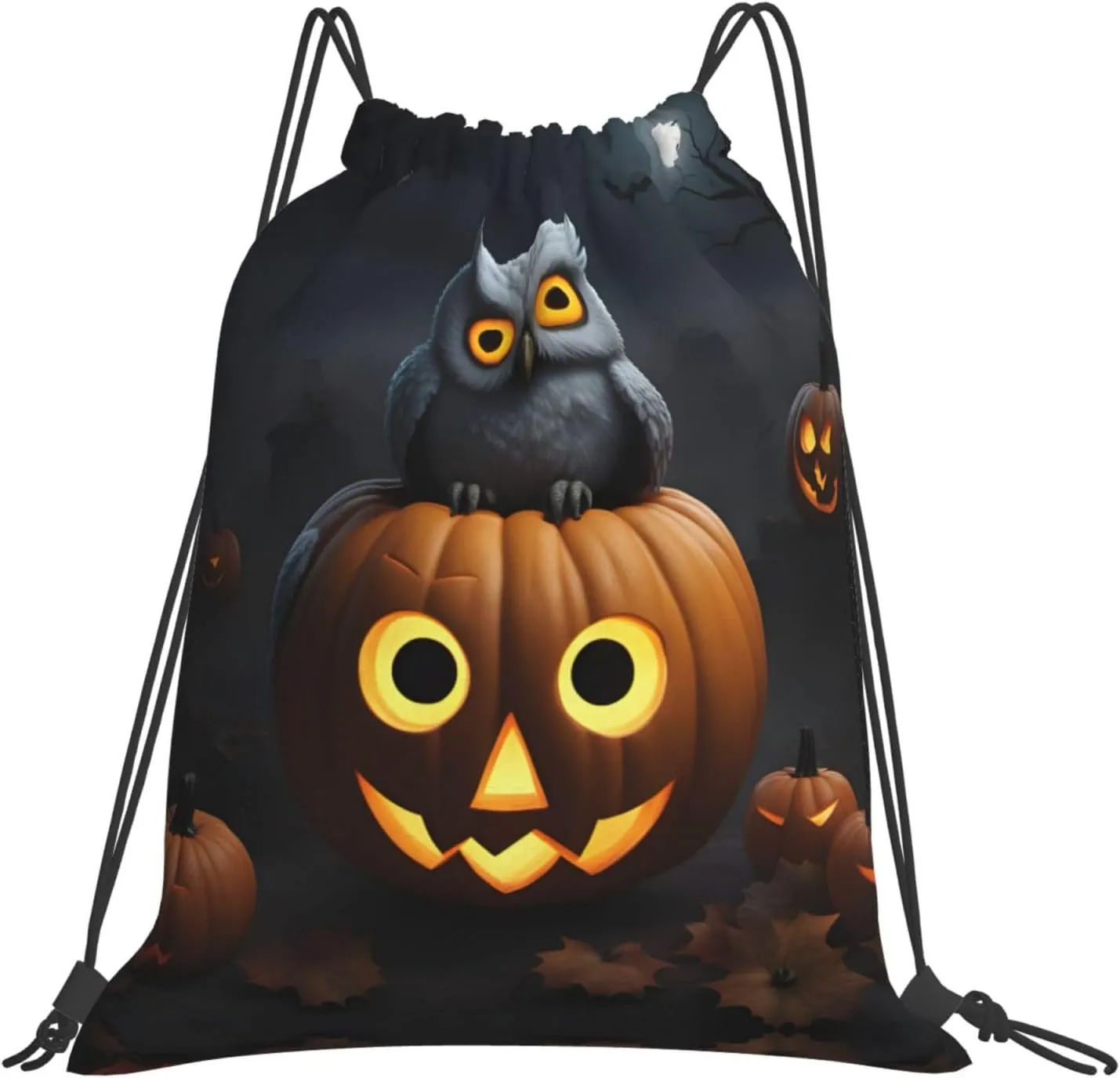 Halloween Owl Ghost Pumpkin 1 print Casual drawstring backpack fitness bag, fashionable, fit for sports travel and daily use