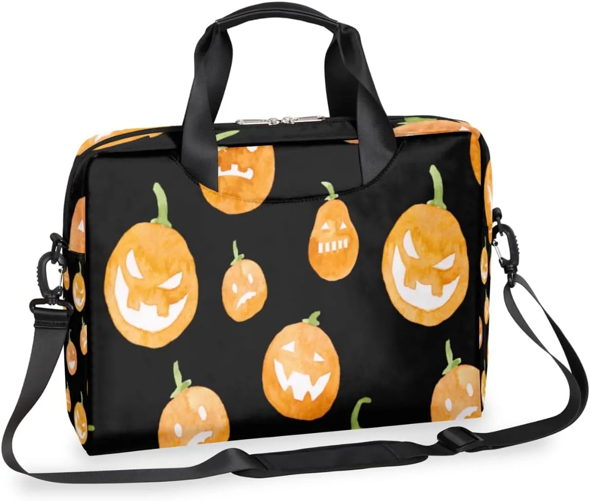 Halloween Thriller Pumpkin Laptop Bag 16 Inch with Shoulder Straps & Handle Water-Resistant Durable Messenger Bag for Men Women Business Office Travel Gifts
