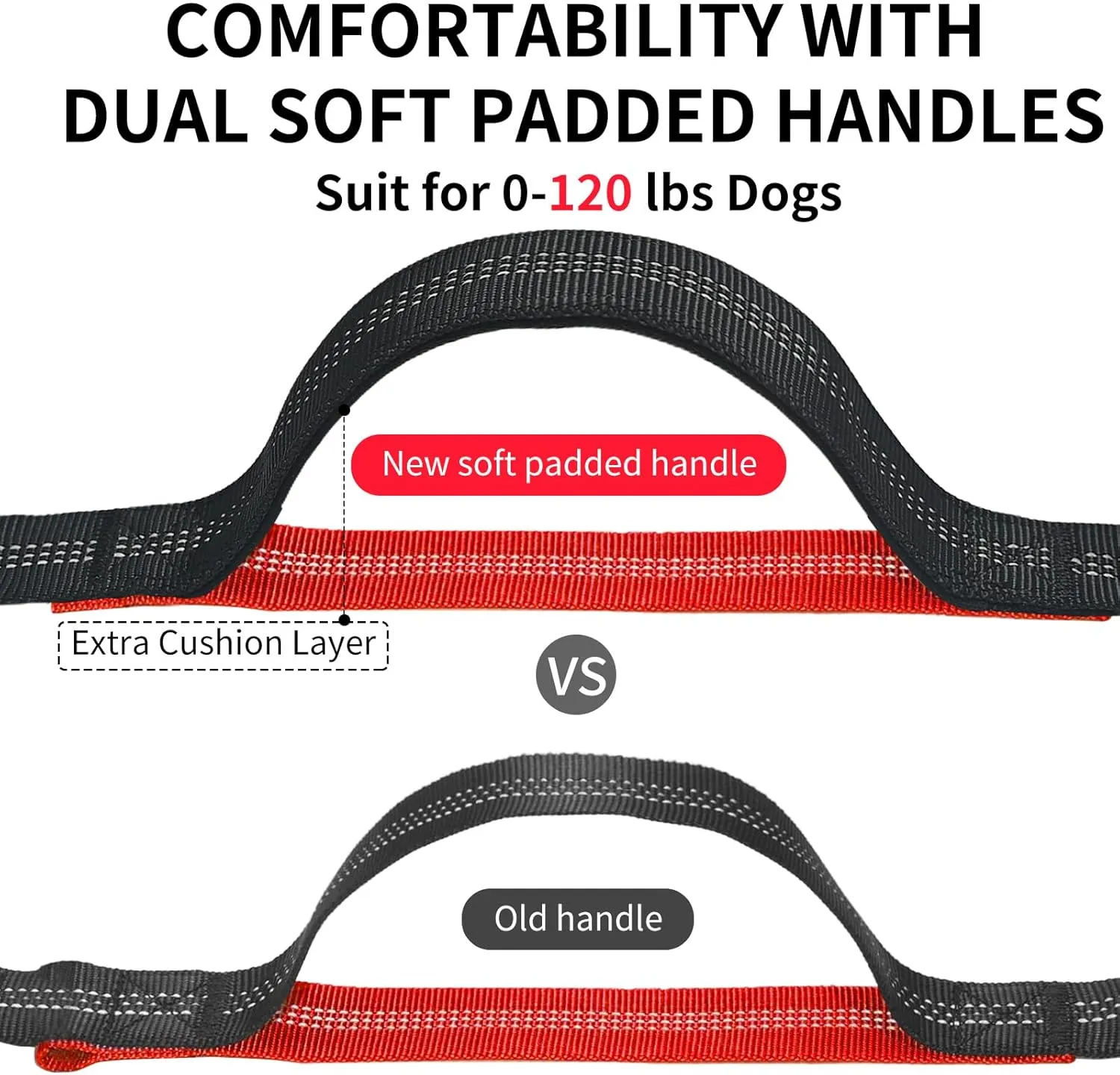 Hands Free Dog Leash with Zipper Pouch, Retractable Bungee Waist Leash with Dual Padded Handles & Waist Belt Fanny Pack for Medium & Large Dog Training Walking Running Hiking Jogging (Red)