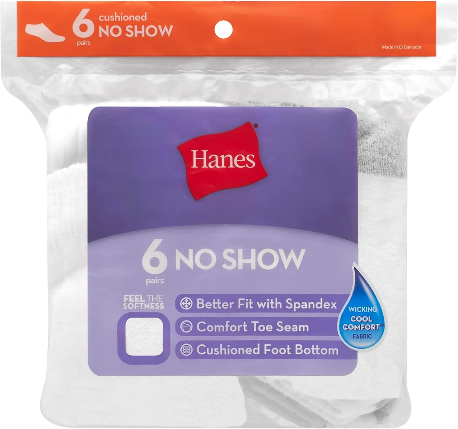 Hanes Women's Plush Comfort Toe Seam No Show Socks, 6-Pair Pack